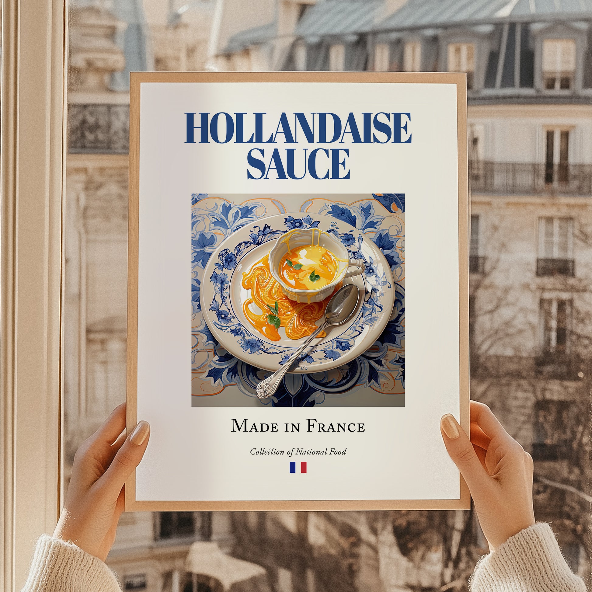 Hollandaise sauce – French Sauce Dish, Restaurant Still Life, styled in a charming Paris street view