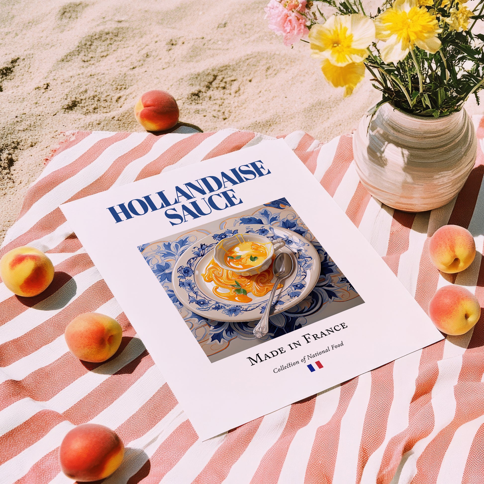 Hollandaise sauce – French Sauce Dish, Restaurant Still Life, unframed on coastal sand