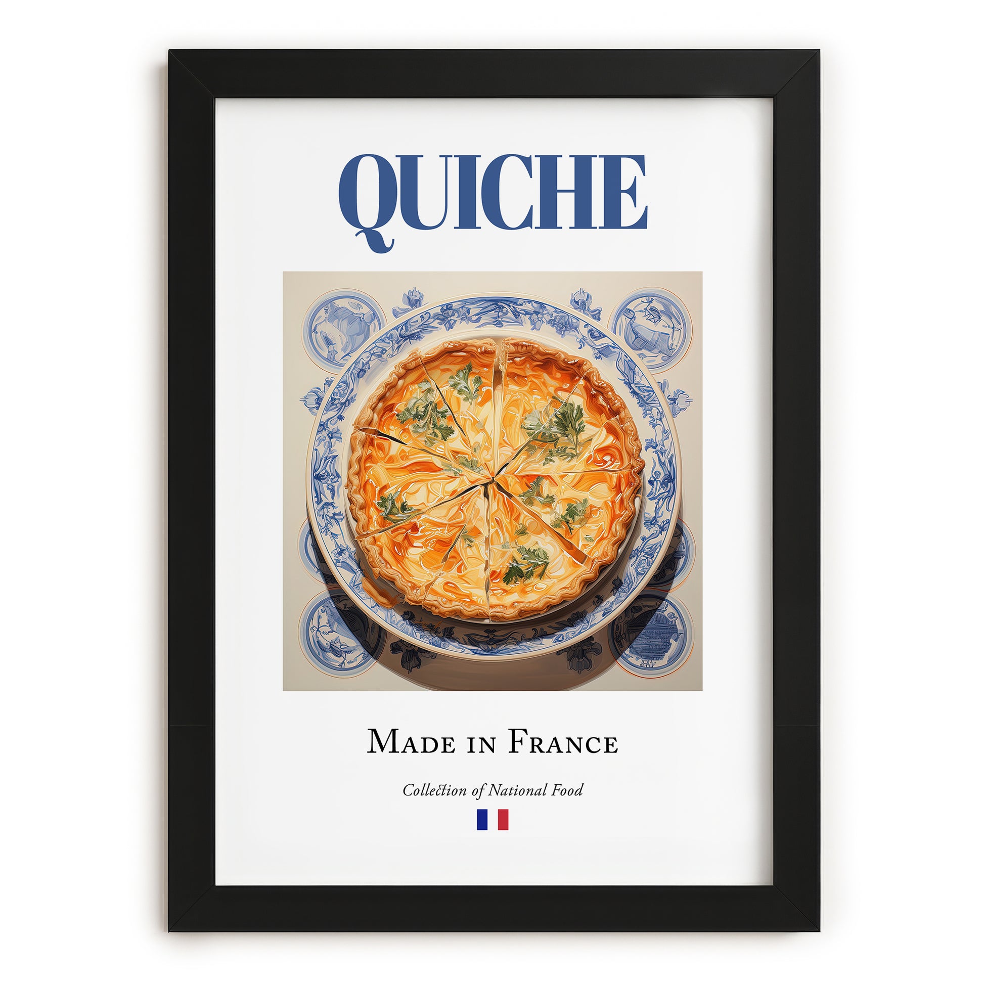 Quiche – French Dish, Bistro Wall Art, in sleek black frame