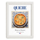 Quiche – French Dish, Bistro Wall Art, placed in minimal white frame