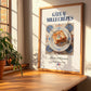 Gâteau mille crêpes – French Dessert Dish, Bistro Wall Decor, no-text version framed in wood