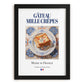 Gâteau mille crêpes – French Dessert Dish, Bistro Wall Decor, in sleek black frame