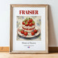 Fraisier – French Dessert Dish, Brasserie Print, in wooden frame leaning on the floor