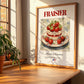 Fraisier – French Dessert Dish, Brasserie Print, no-text version framed in wood