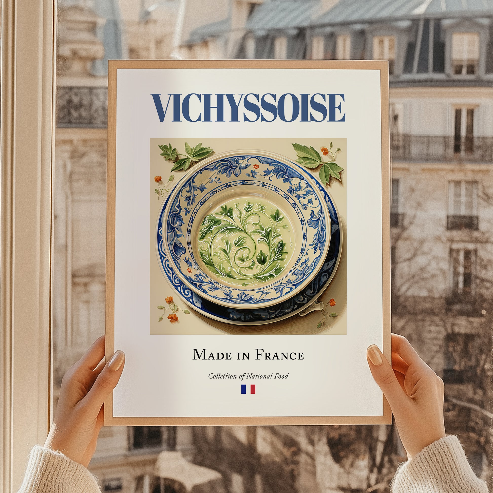 Vichyssoise – French Soup Dish, Restaurant Art, styled in a charming Paris street view