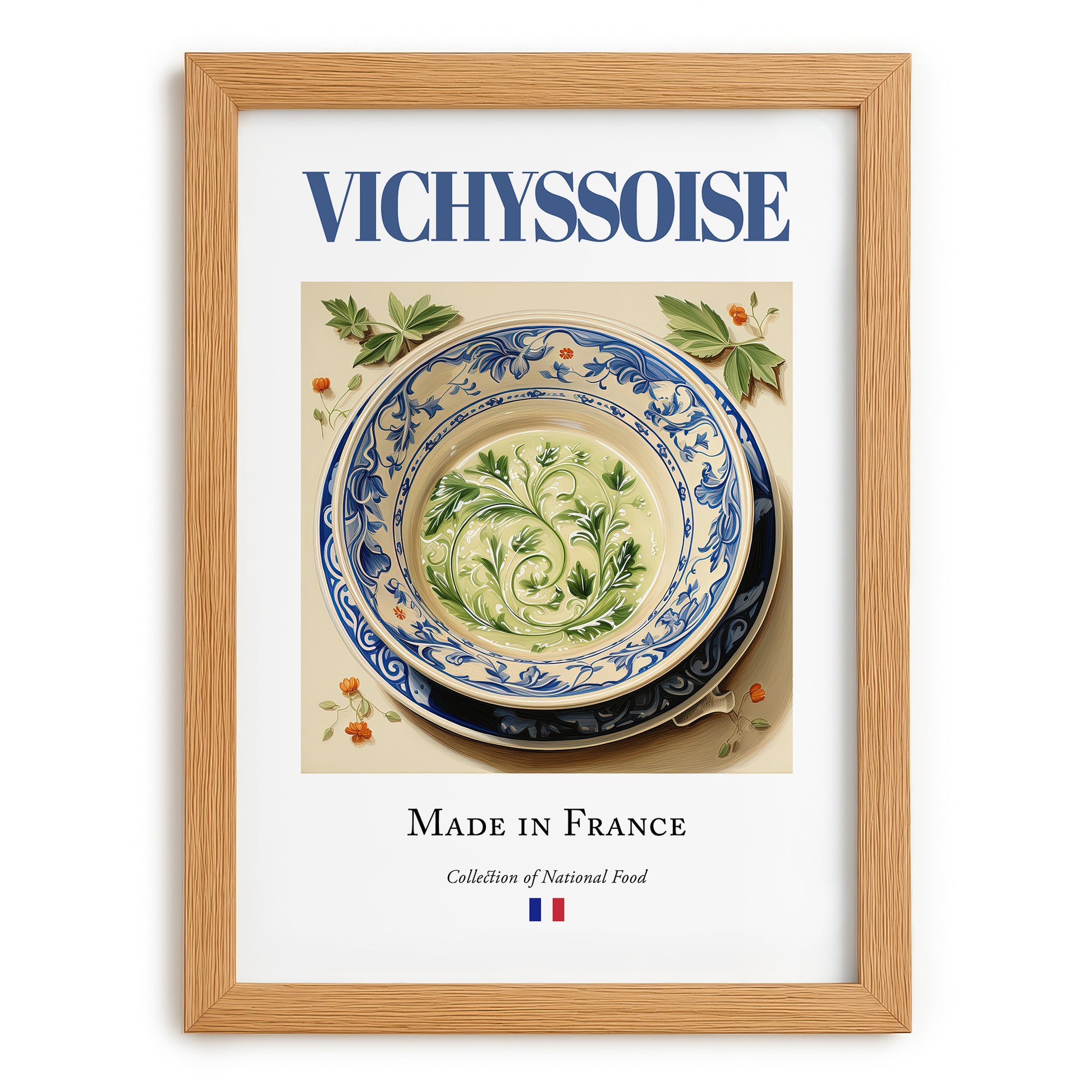 Vichyssoise – French Soup Dish, Restaurant Art, set in oak frame