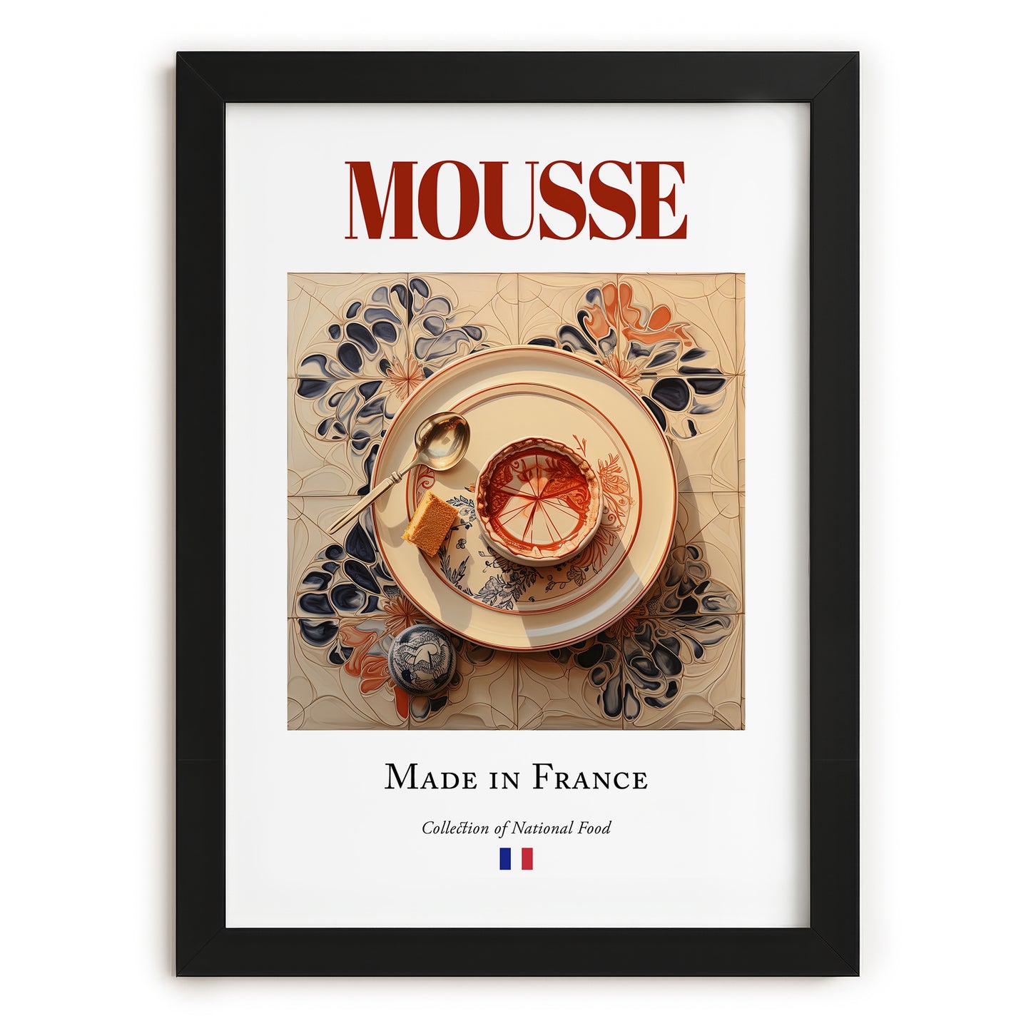 Mousse – French Dish, Tavern Wall Art, in sleek black frame
