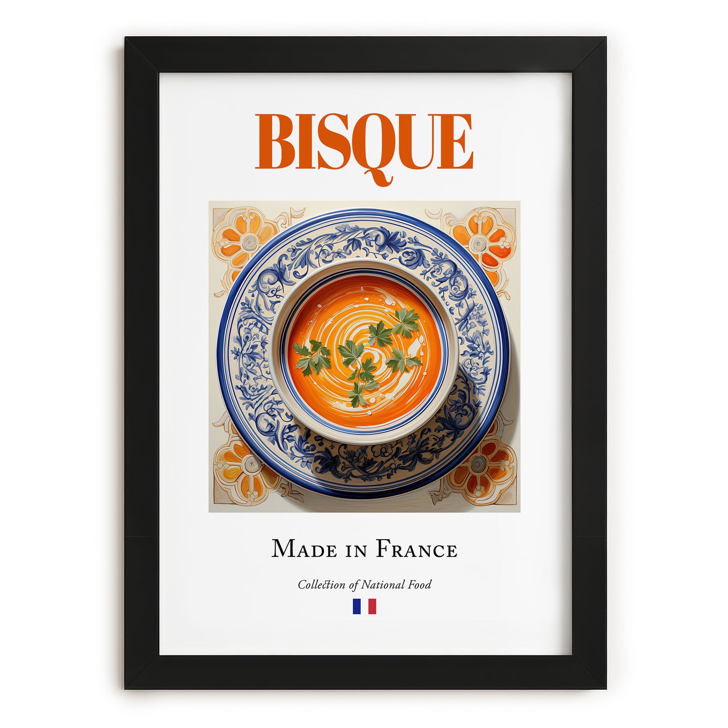 Bisque – French Soup Dish, Food Bar Painting, in sleek black frame
