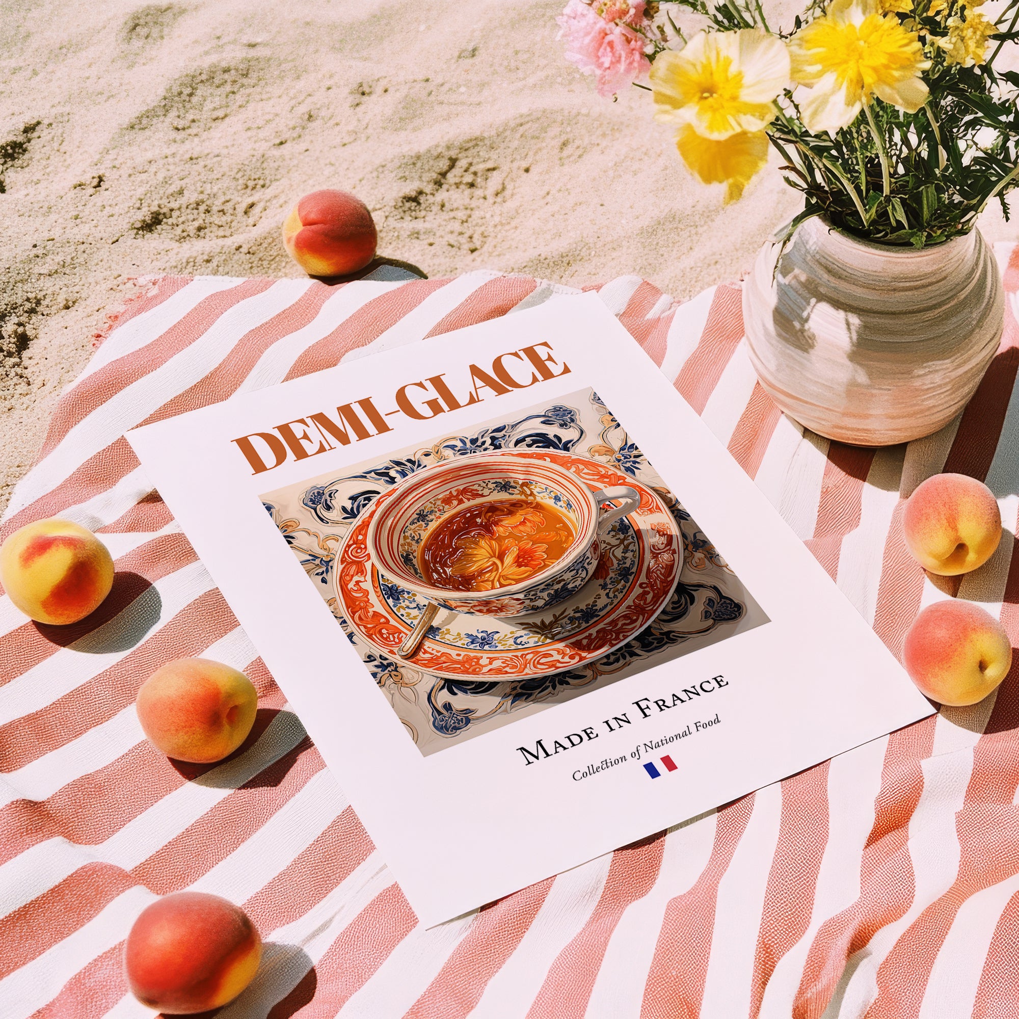 Demi-glace – French Sauce Dish, Bistro Wall Decor, unframed on coastal sand