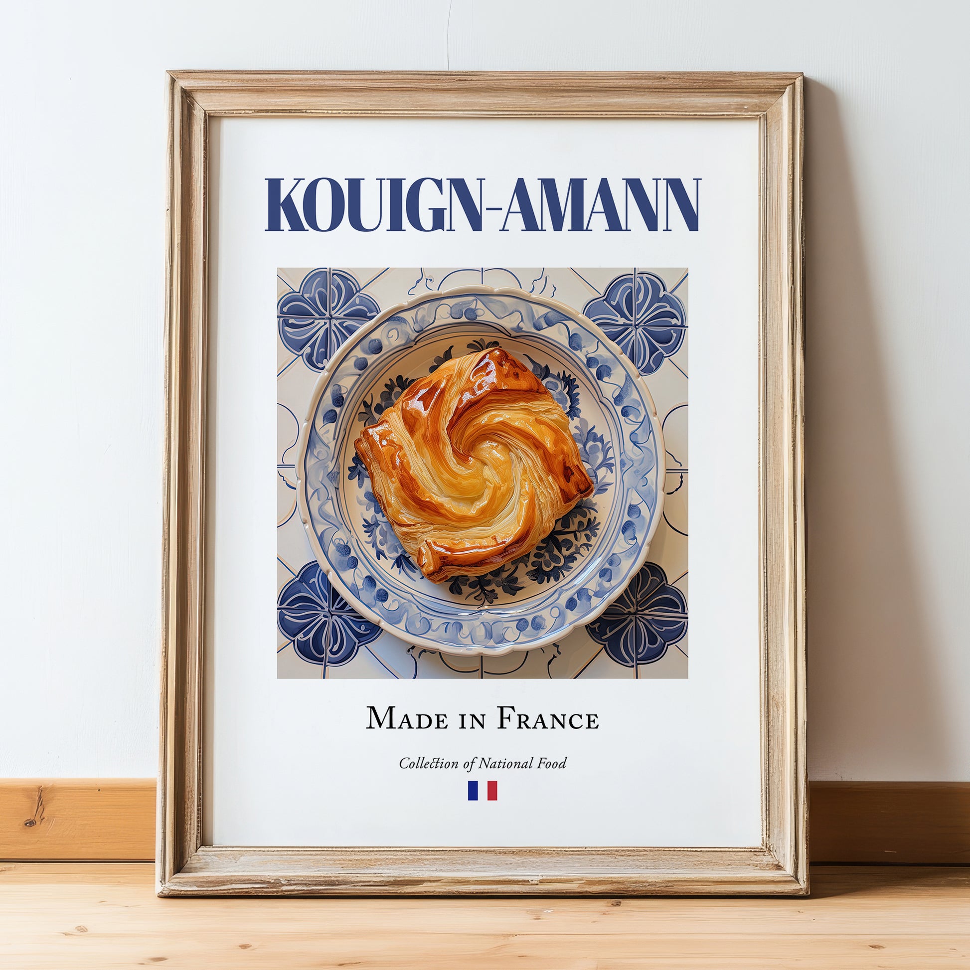Kouign-amann – French Dessert Dish, Brasserie Still Life, in wooden frame leaning on the floor