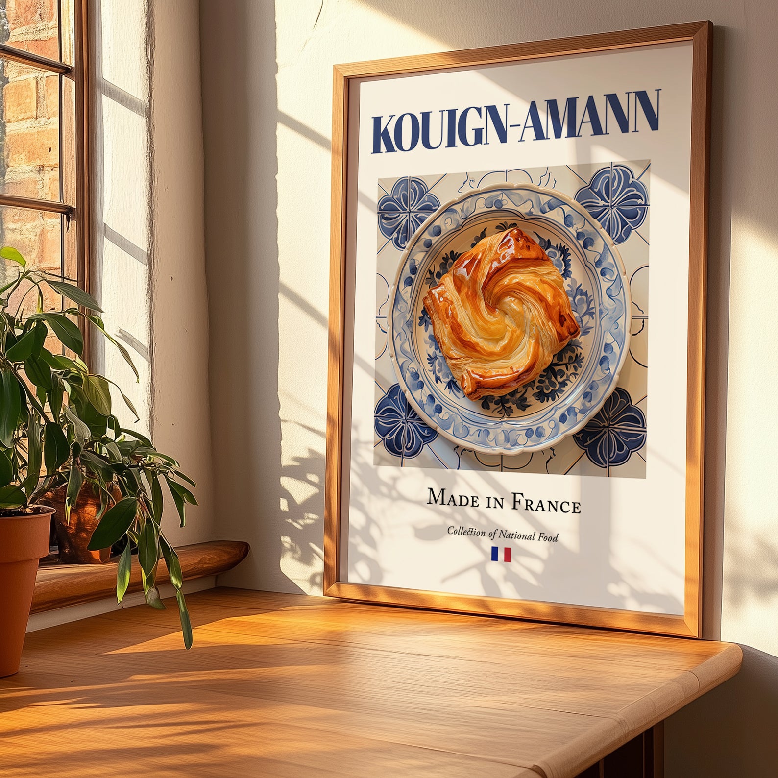 Kouign-amann – French Dessert Dish, Brasserie Still Life, no-text version framed in wood