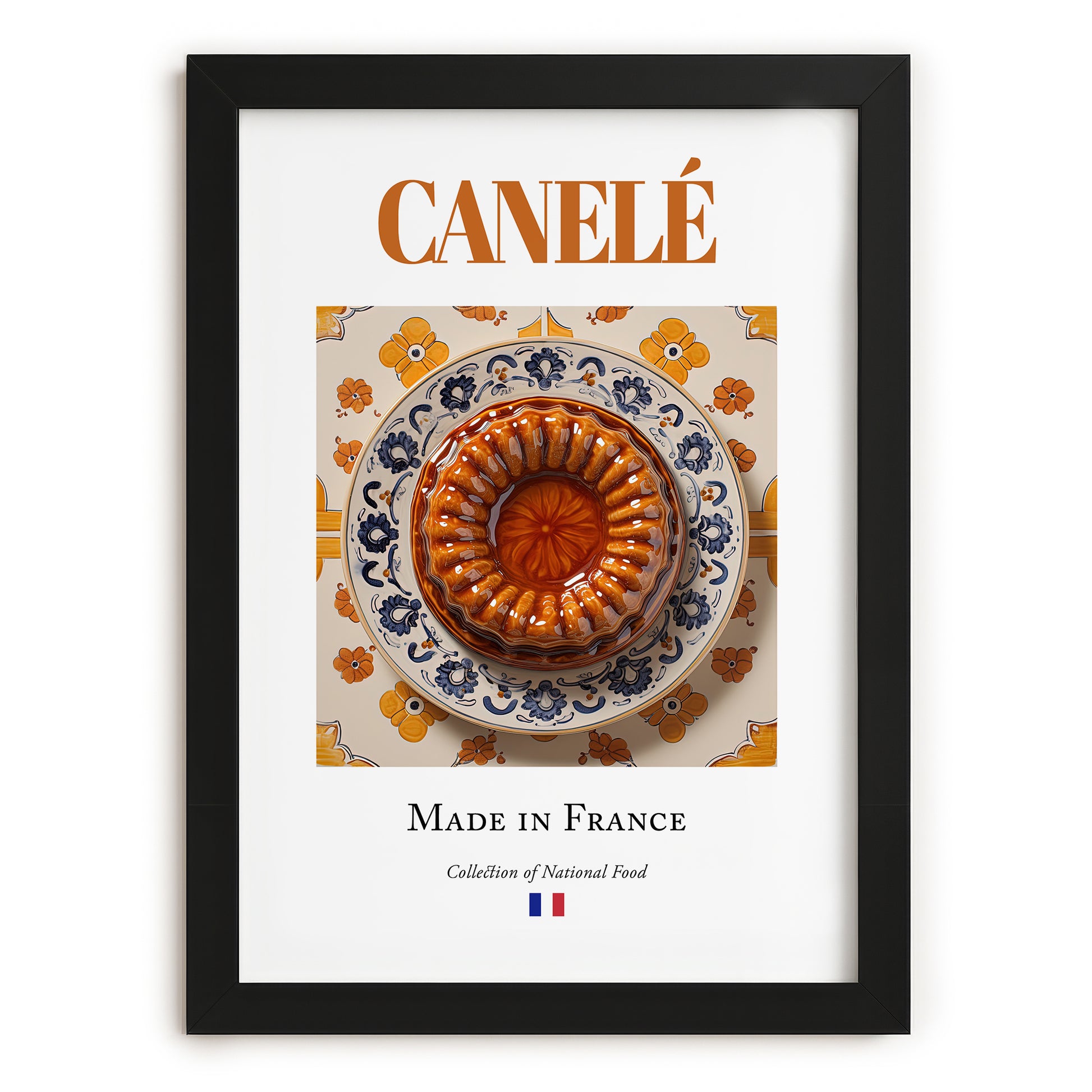 Canelé – French Dessert Dish, Food Bar Print, in sleek black frame