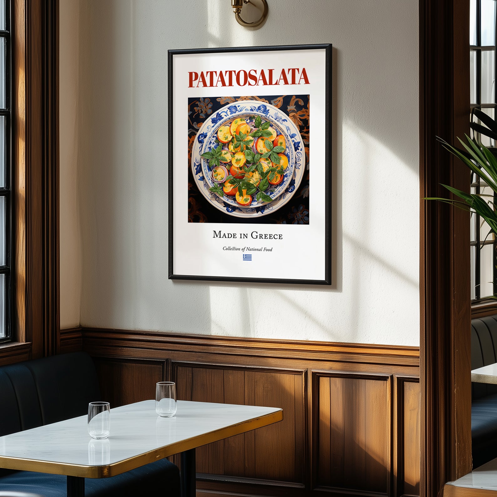 Patatosalata – Greek Salad Dish, Tavern Wall Art, clean layout with no caption