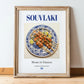 Souvlaki – Greek Meat Dish, Café Poster, in wooden frame leaning on the floor