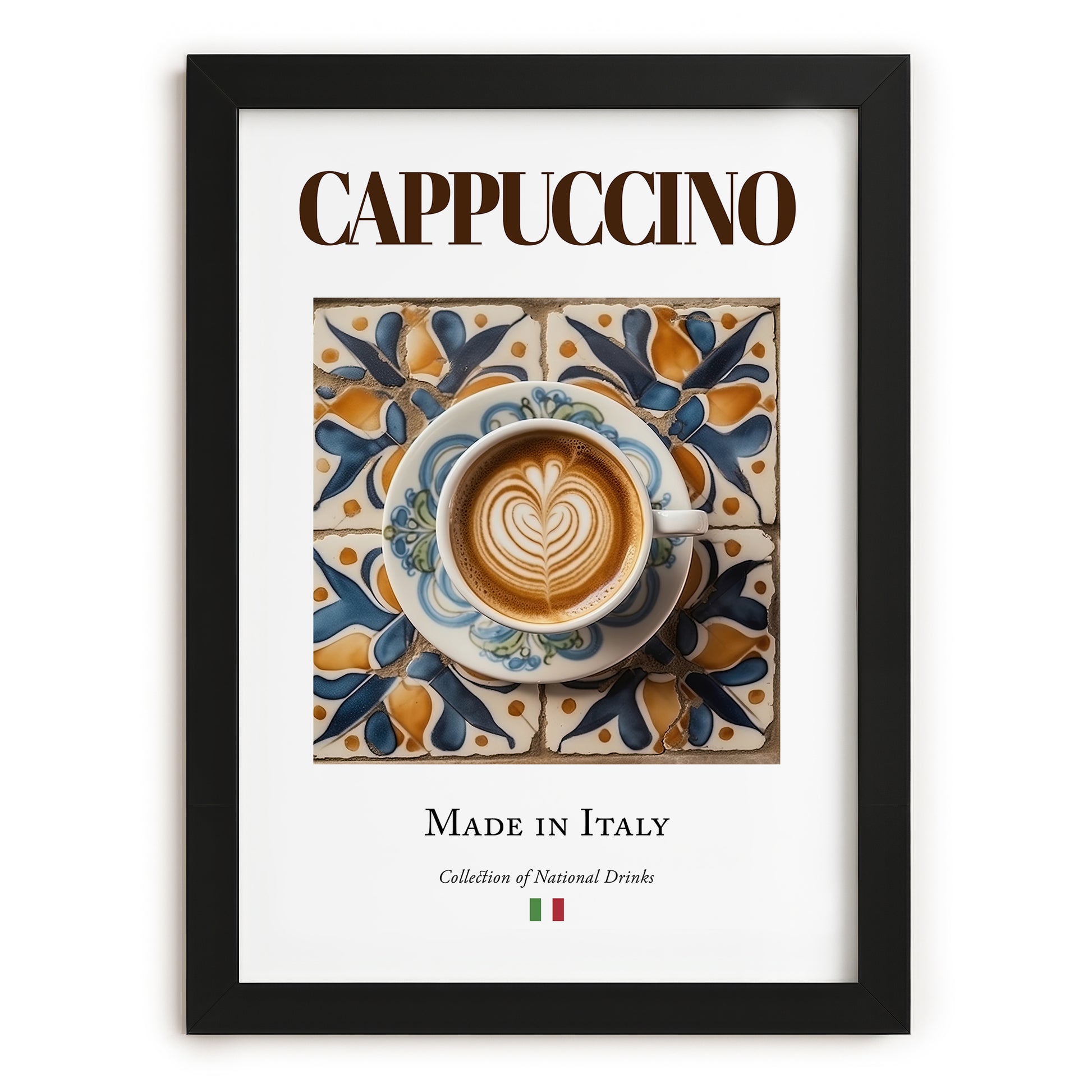 Cappuccino – Italian Coffee, Coffeehouse Still Life, in sleek black frame