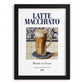 Latte macchiato – Italian Coffee, Book Café Print, in sleek black frame