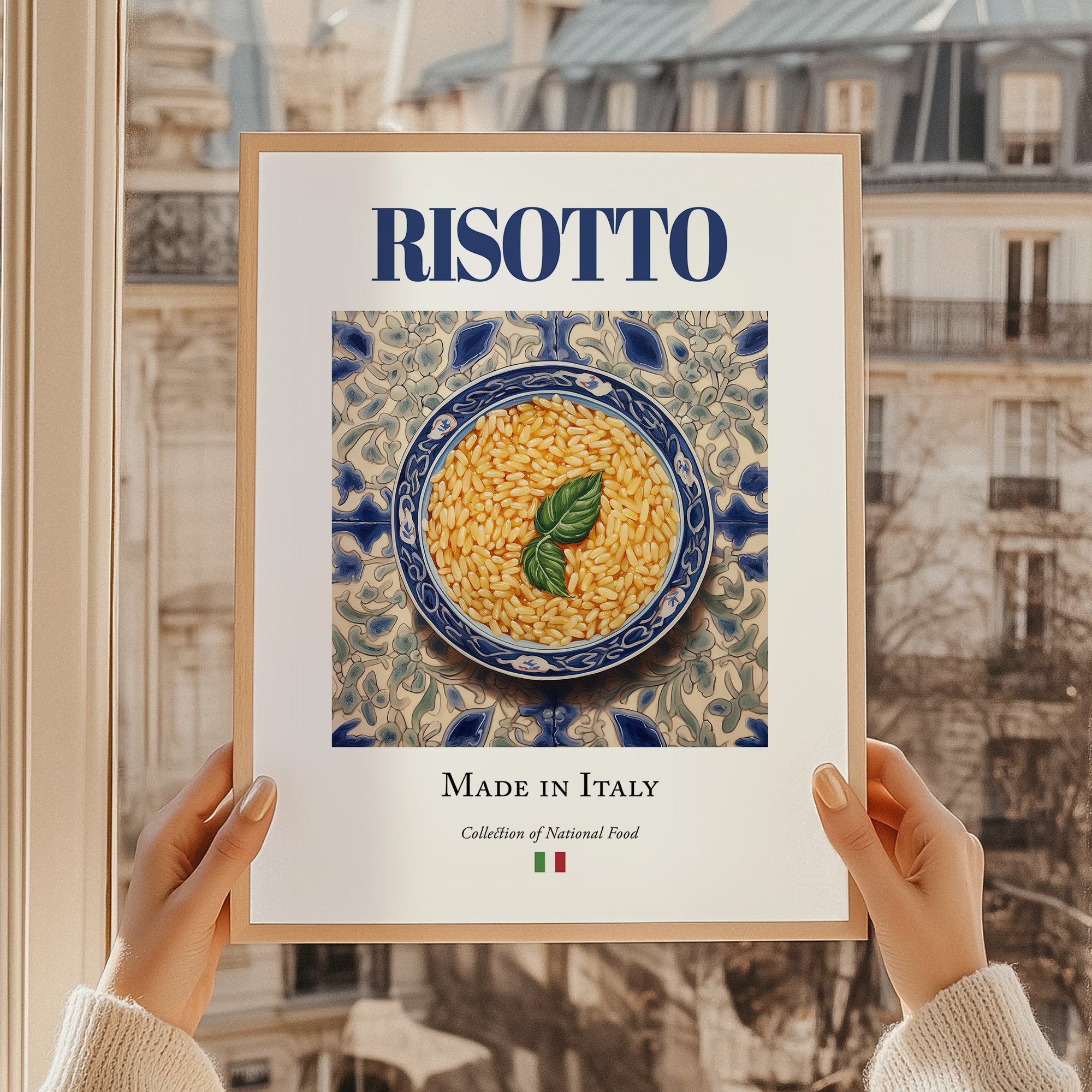 Risotto – Italian Rice Dish, Bistro Wall Art, styled in a charming Paris street view