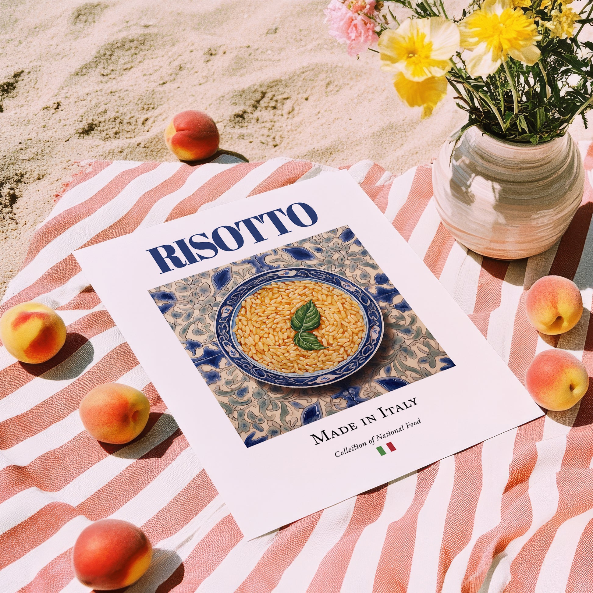 Risotto – Italian Rice Dish, Bistro Wall Art, unframed on coastal sand