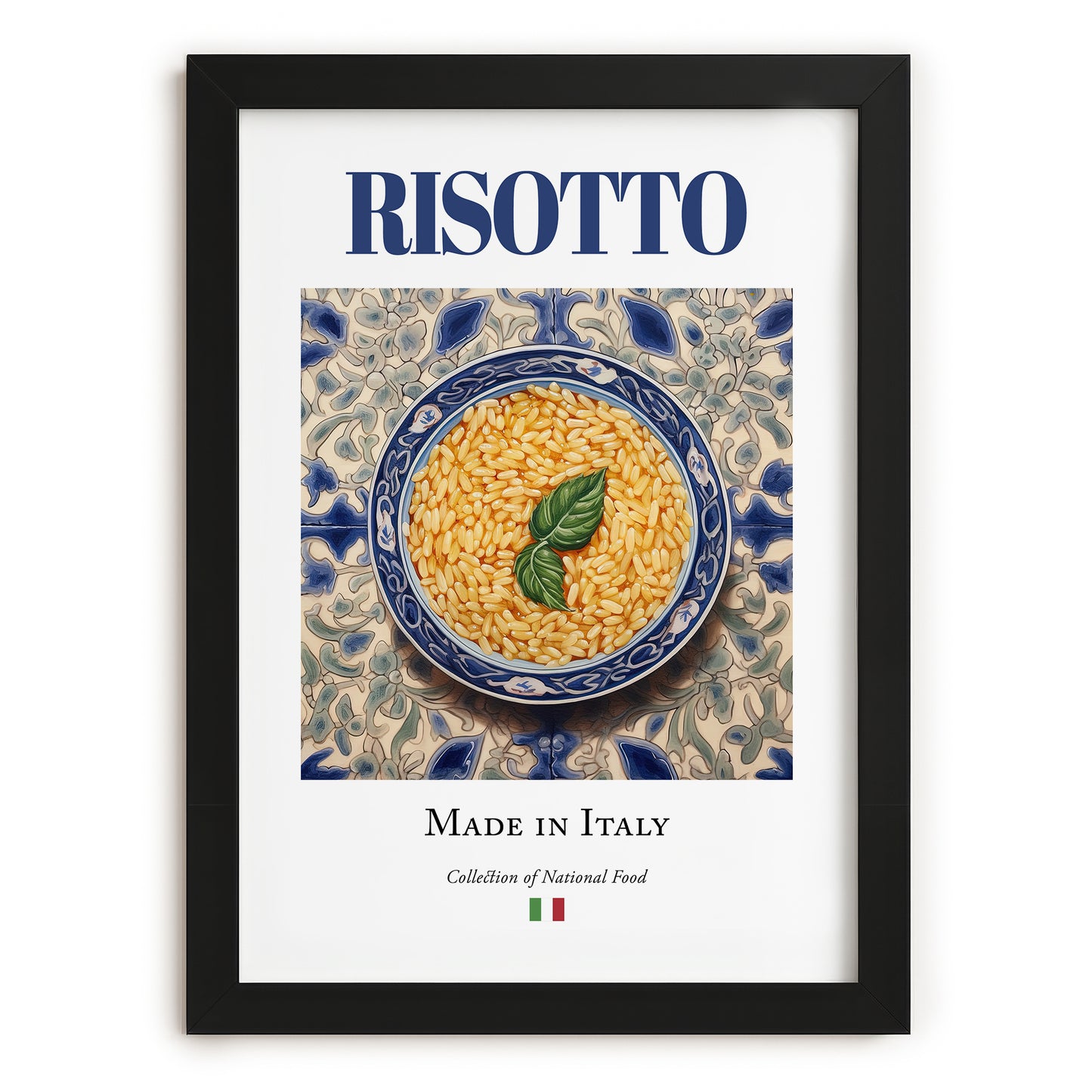 Risotto – Italian Rice Dish, Bistro Wall Art, in sleek black frame