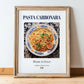 Pasta carbonara – Italian Pasta, Trattoria Wall Art, in wooden frame leaning on the floor
