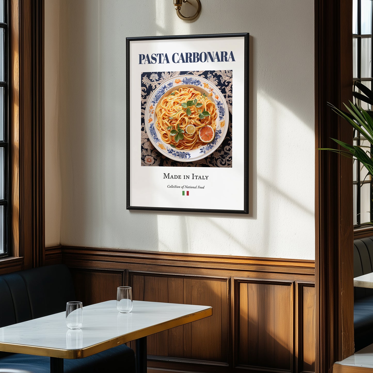Pasta carbonara – Italian Pasta, Trattoria Wall Art, clean layout with no caption