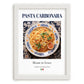 Pasta carbonara – Italian Pasta, Trattoria Wall Art, placed in minimal white frame