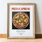 Pizza Caprese – Italian Pizza, Restaurant Illustration, in wooden frame leaning on the floor