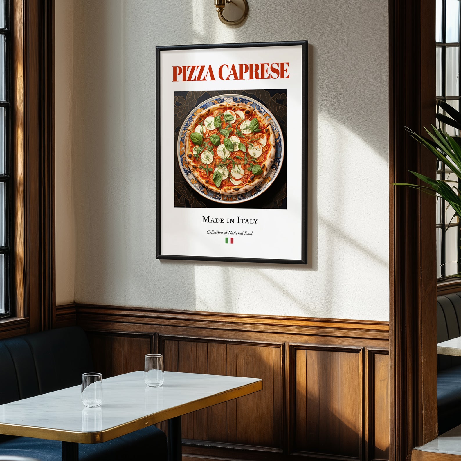 Pizza Caprese – Italian Pizza, Restaurant Illustration, clean layout with no caption