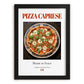 Pizza Caprese – Italian Pizza, Restaurant Illustration, in sleek black frame