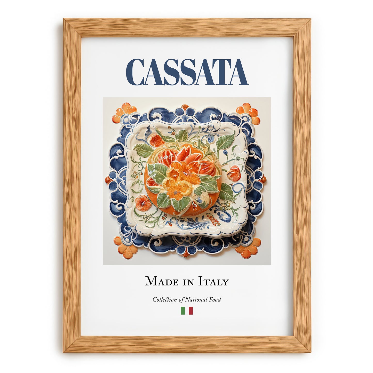 Cassata – Italian Dessert Dish, Restaurant Poster, set in oak frame