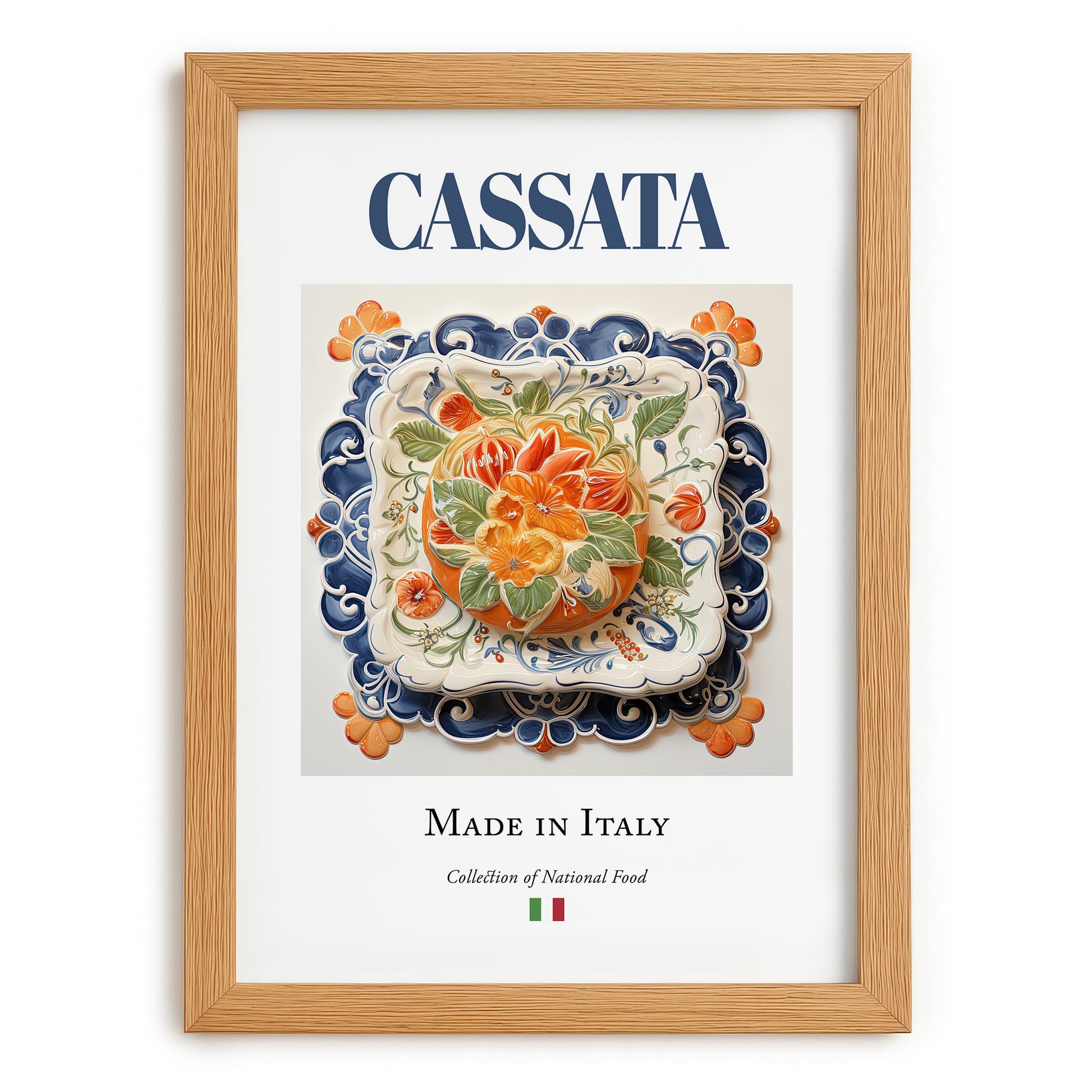 Cassata – Italian Dessert Dish, Restaurant Poster, set in oak frame