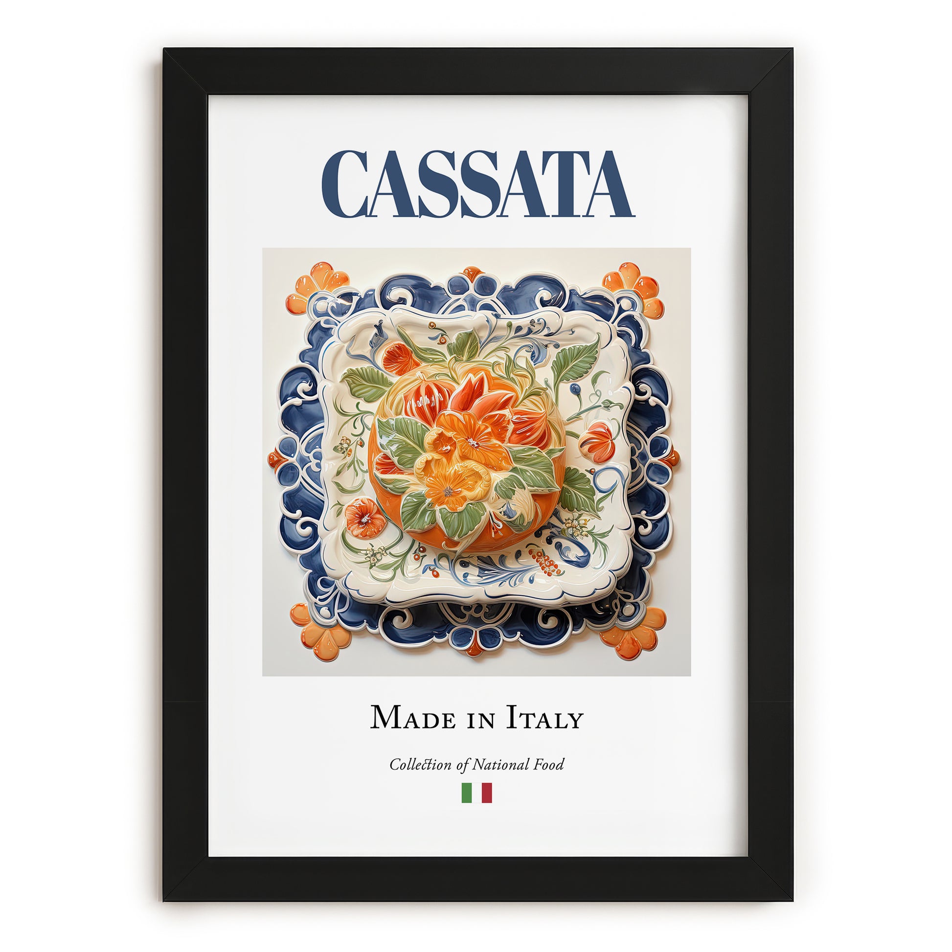 Cassata – Italian Dessert Dish, Restaurant Poster, in sleek black frame