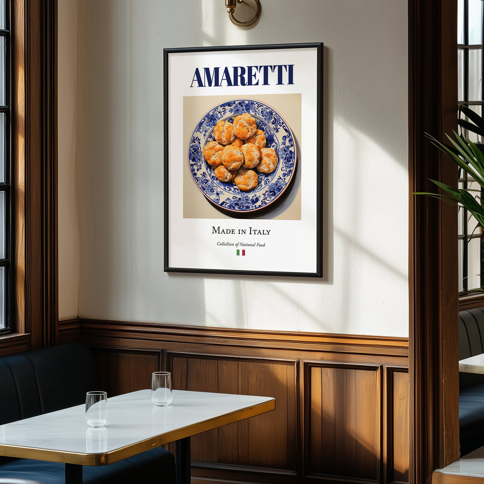 Amaretti – Italian Dessert Dish, Fine Dining Restaurant Illustration, clean layout with no caption