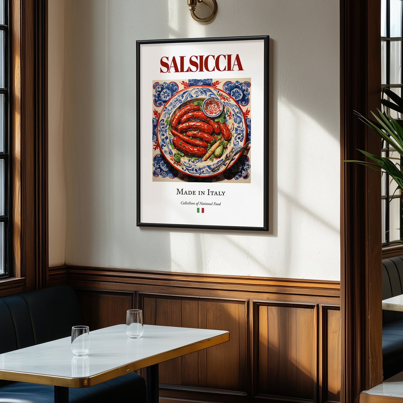 Salsiccia – Italian Meat Dish, Restaurant Print, clean layout with no caption