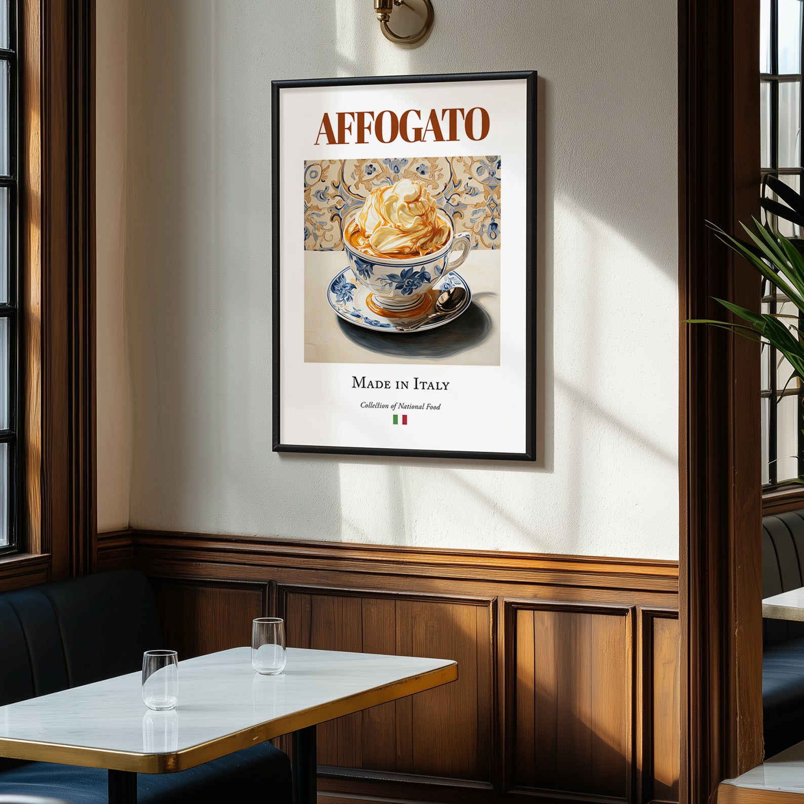 Affogato – Italian Dessert Dish, Farmhouse Kitchen Art, clean layout with no caption