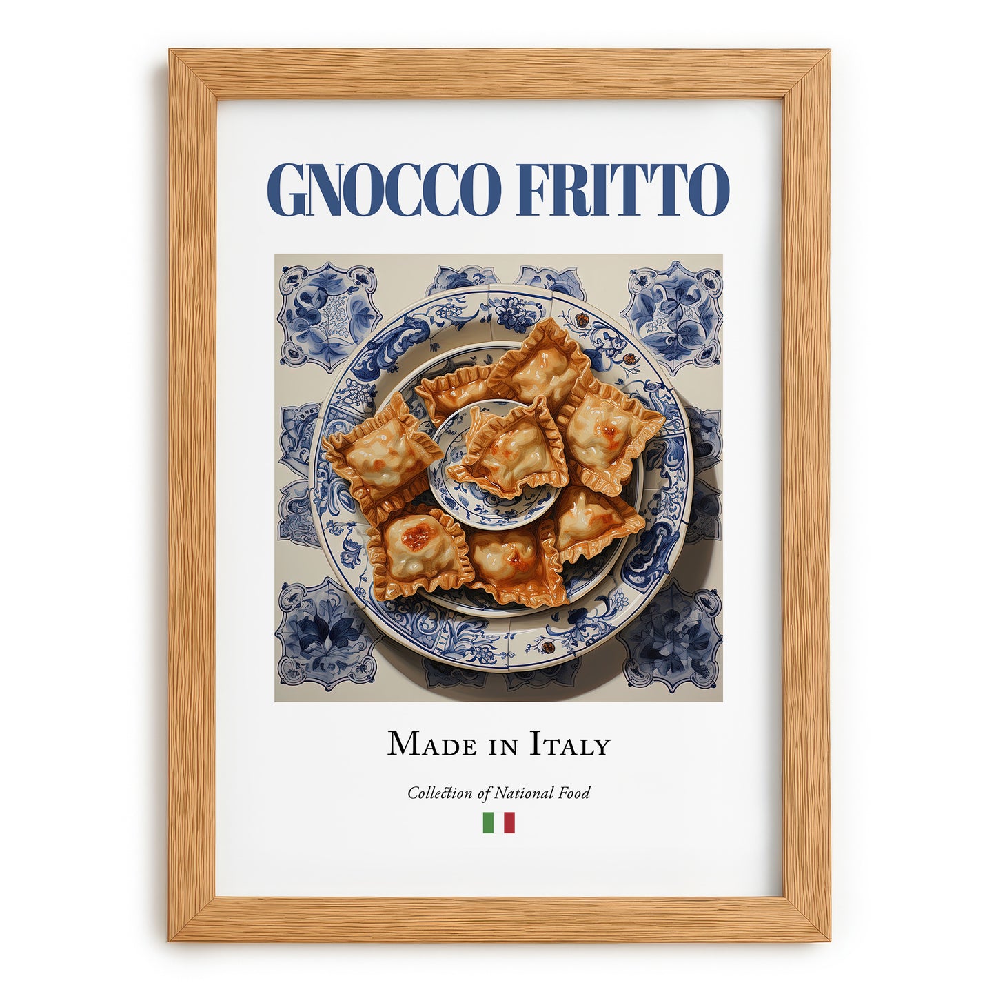 Gnocco fritto – Italian Dish, Restaurant Wall Art, set in oak frame