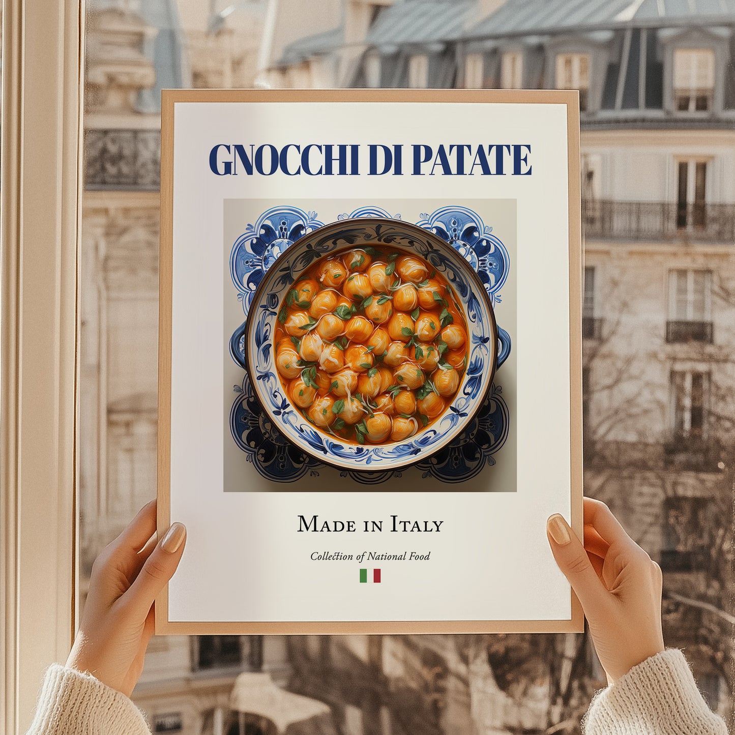 Gnocchi di Patate – Italian Dish, Café Still Life, styled in a charming Paris street view