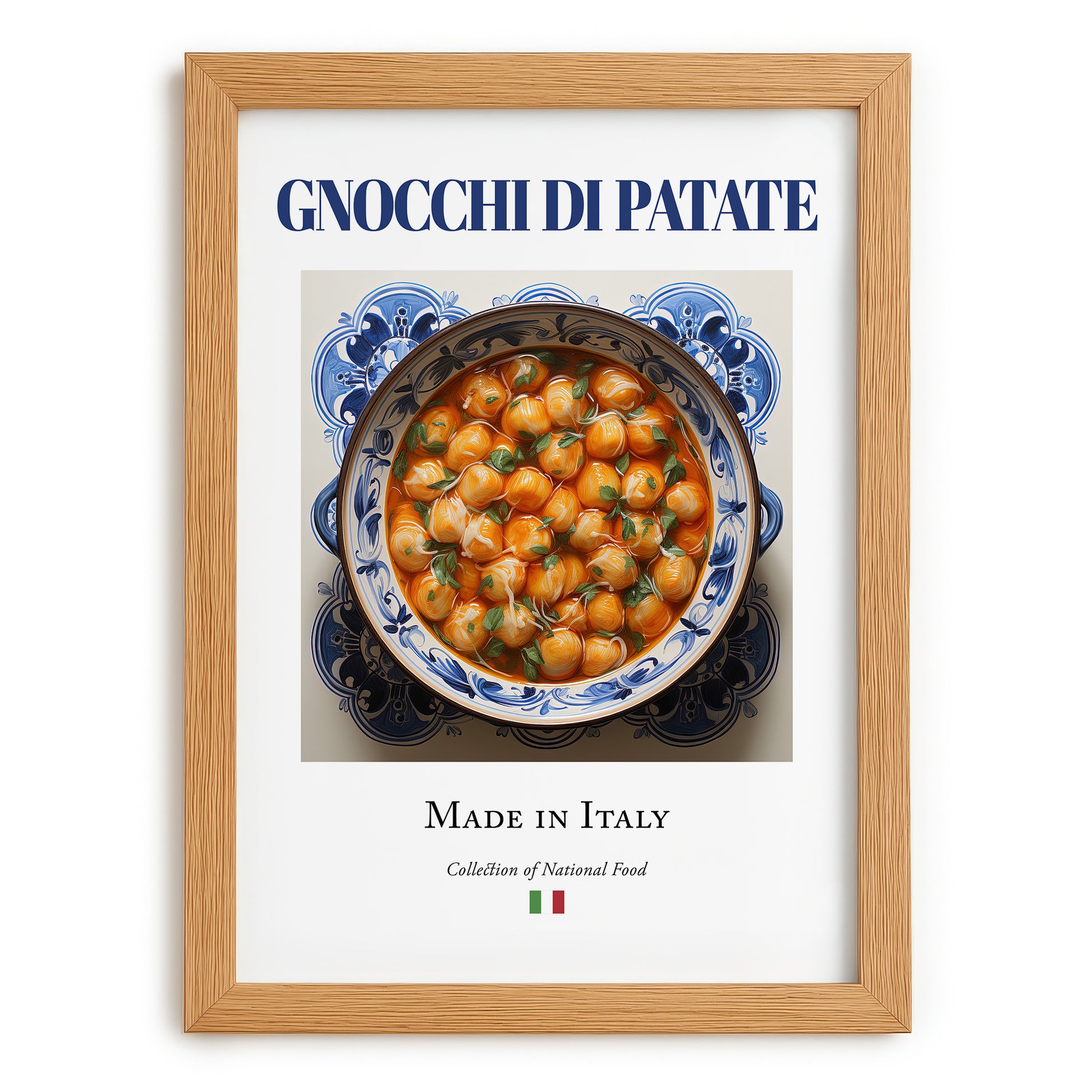 Gnocchi di Patate – Italian Dish, Café Still Life, set in oak frame