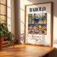 Barolo – Italian Red Wine, Wine Bar Painting, no-text version framed in wood
