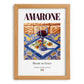 Amarone – Italian Red Wine, Wine Bar Illustration, set in oak frame