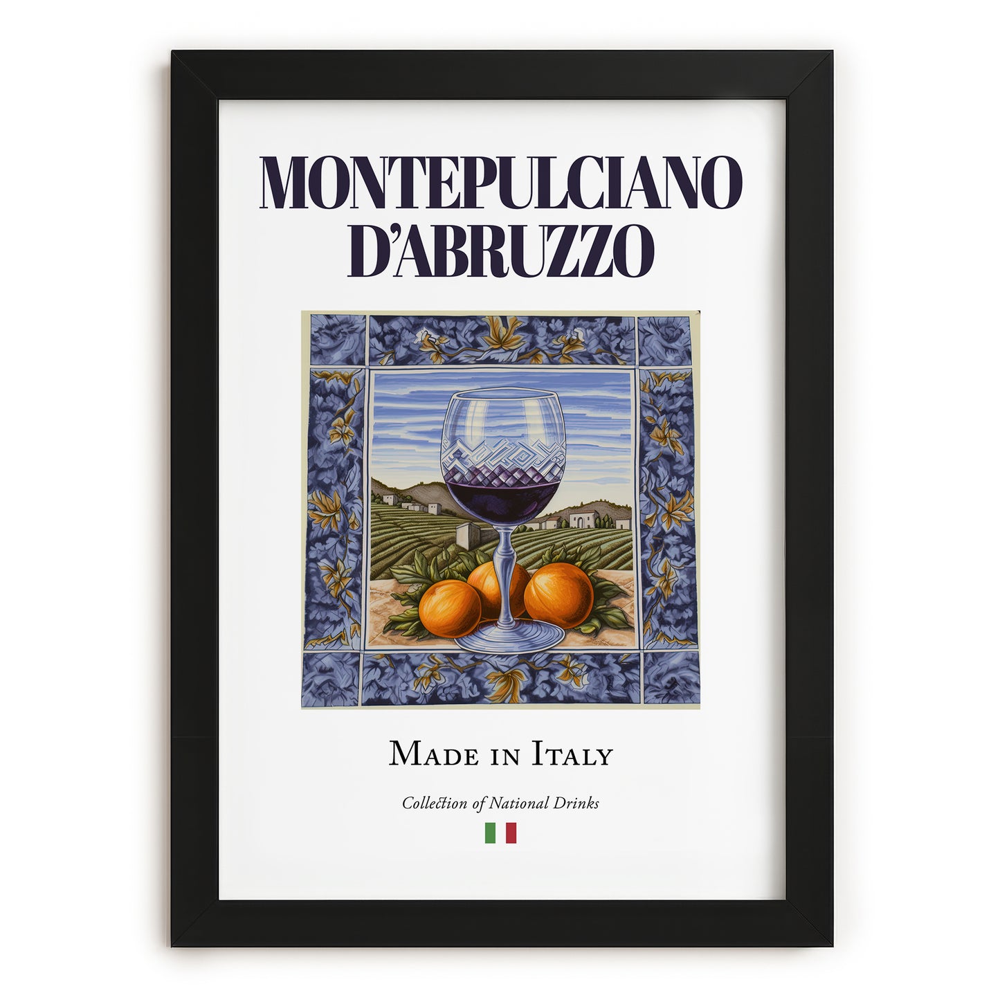 Montepulciano d'Abruzzo – Italian Red Wine, Vinoteca Poster, in sleek black frame