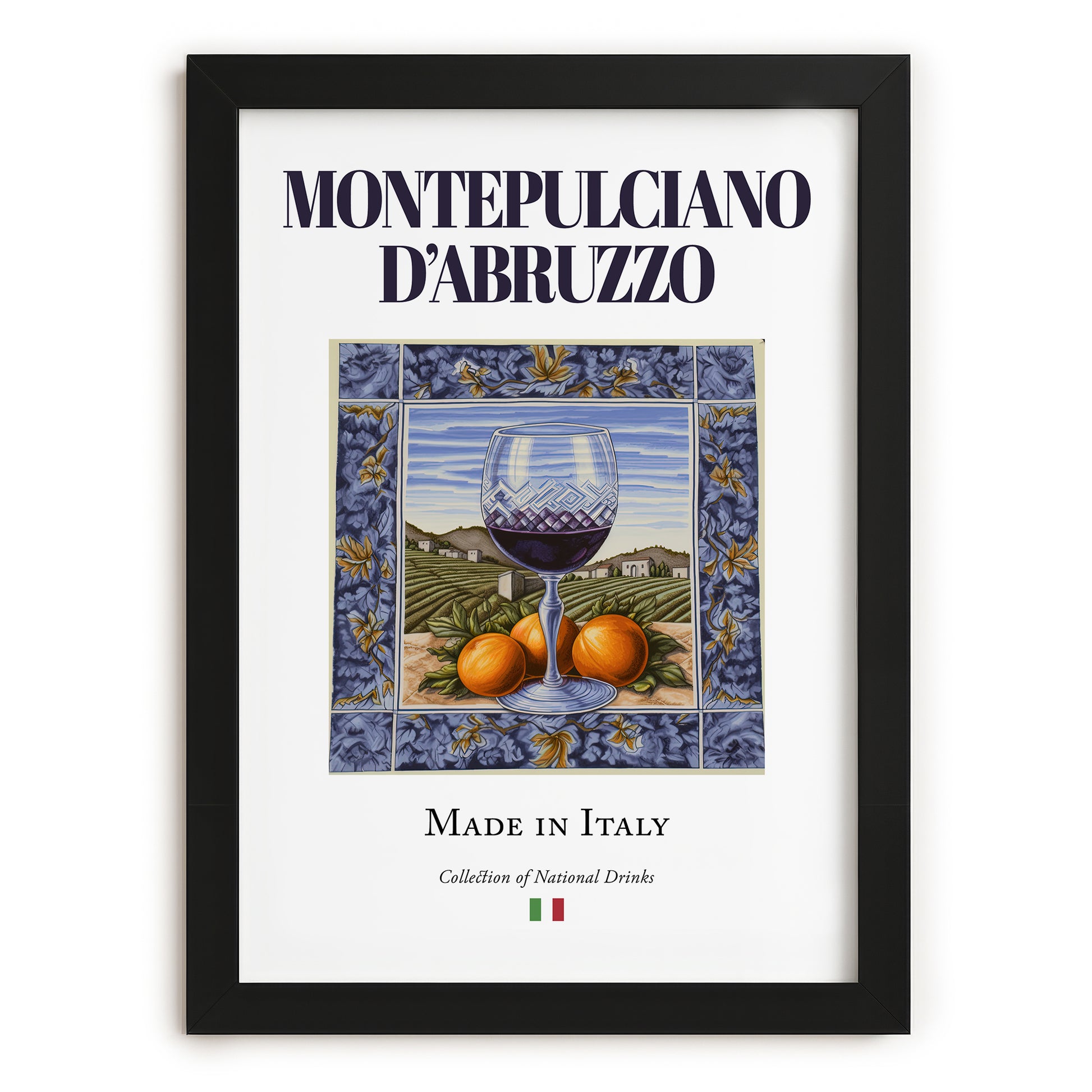 Montepulciano d'Abruzzo – Italian Red Wine, Vinoteca Poster, in sleek black frame
