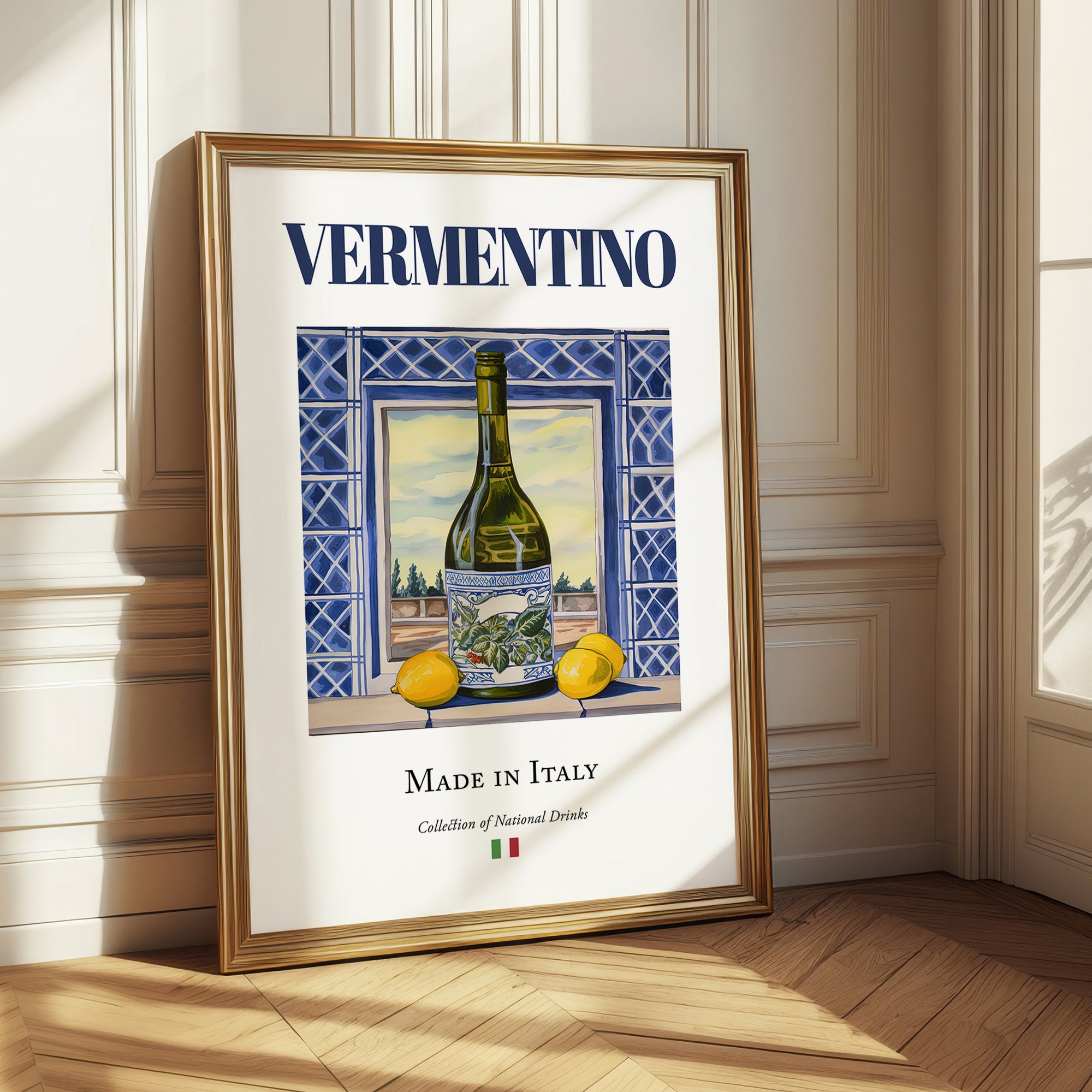 Vermentino – Italian White Wine, Vineyard Terrace Illustration