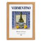 Vermentino – Italian White Wine, Vineyard Terrace Illustration, set in oak frame