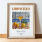 Limoncello – Italian Liqueur Drink, Rooftop Terrace Poster, in wooden frame leaning on the floor