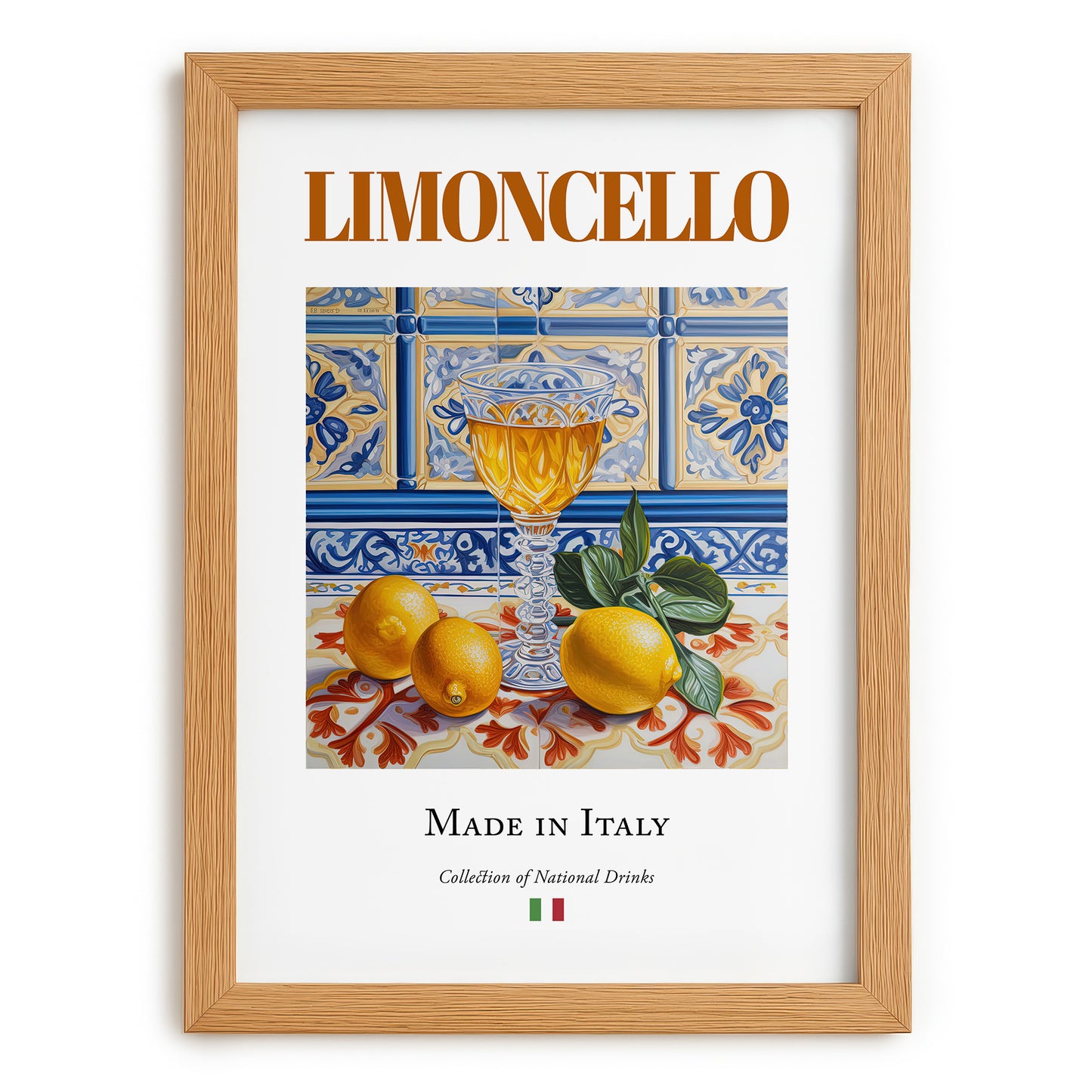 Limoncello – Italian Liqueur Drink, Rooftop Terrace Poster, set in oak frame