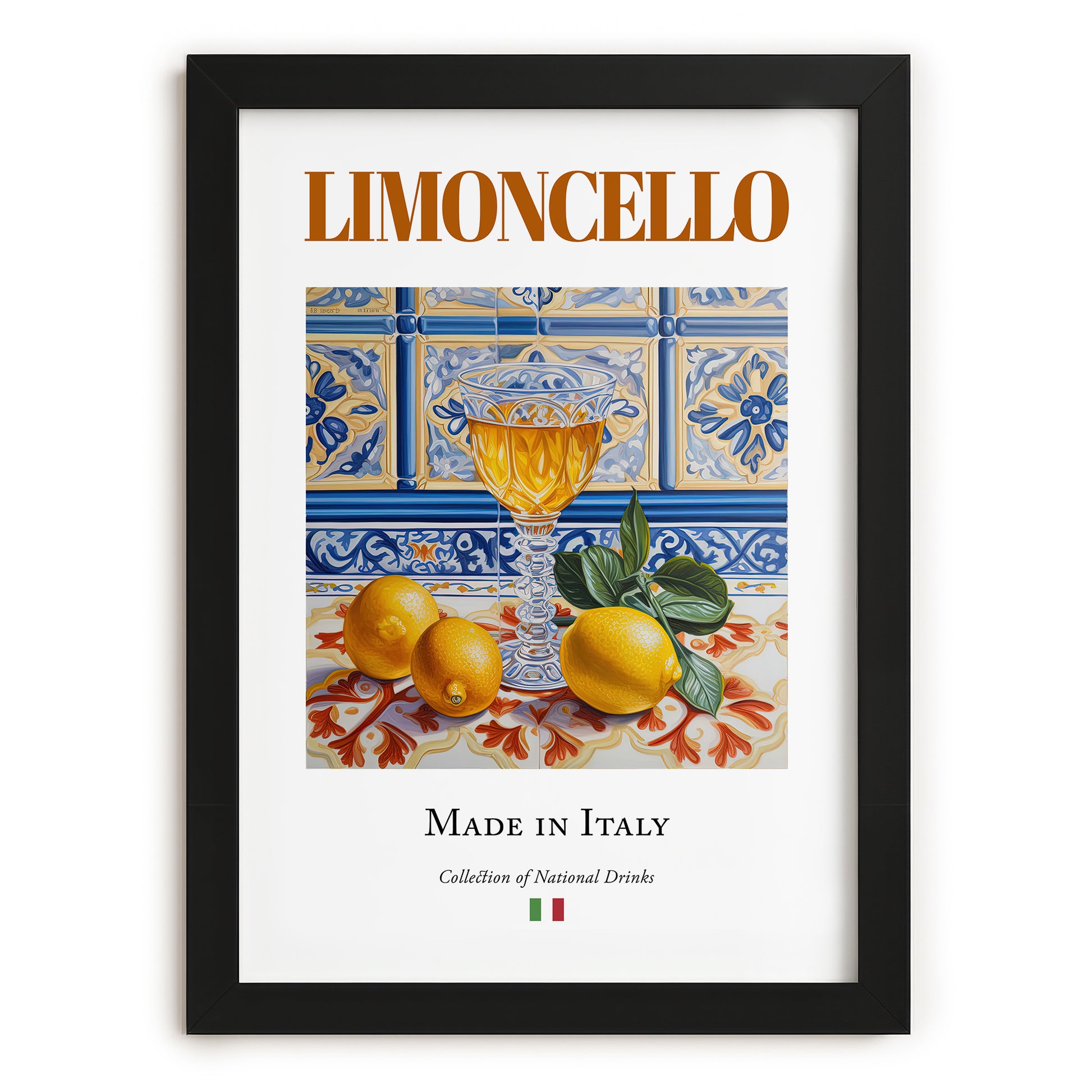 Limoncello – Italian Liqueur Drink, Rooftop Terrace Poster, in sleek black frame