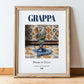 Grappa – Italian Spirit Drink, Jazz Bar Print, in wooden frame leaning on the floor