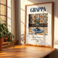Grappa – Italian Spirit Drink, Jazz Bar Print, no-text version framed in wood