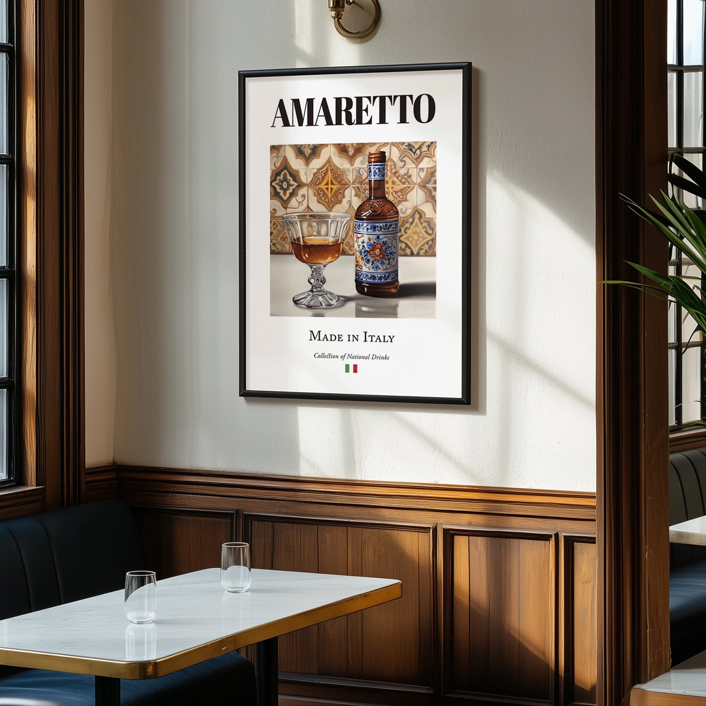 Amaretto – Italian Liqueur Drink, Cocktail Lounge Wall Decor, clean layout with no caption